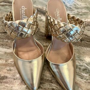 Charles By Charles David Gold Braided Heels NWT